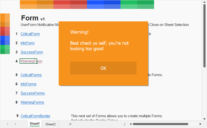 A screen shot of Form in action